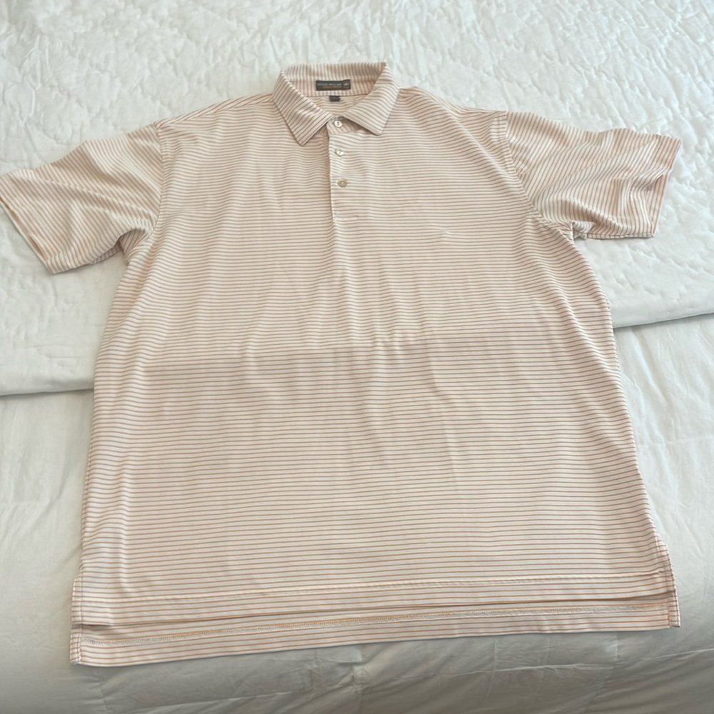 Peter Millar Orange/White Striped Polo